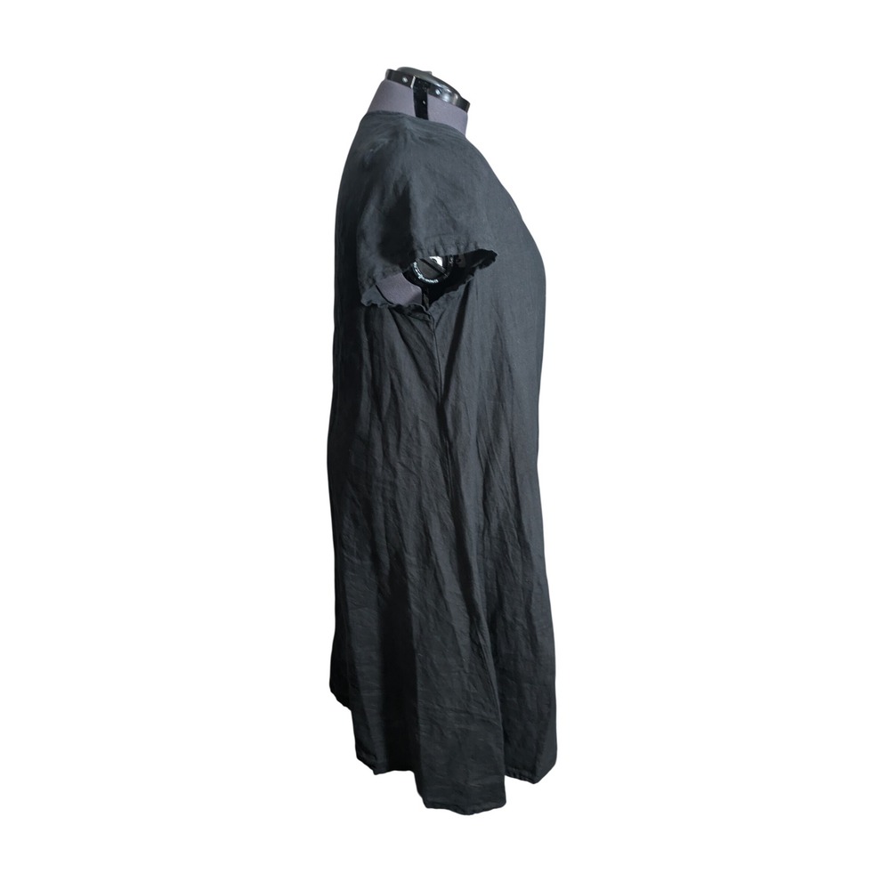 Vintage Bryn Walker Linen Black Midi Dress Lagenlook Whimsigoth XL - Picture 2 of 6